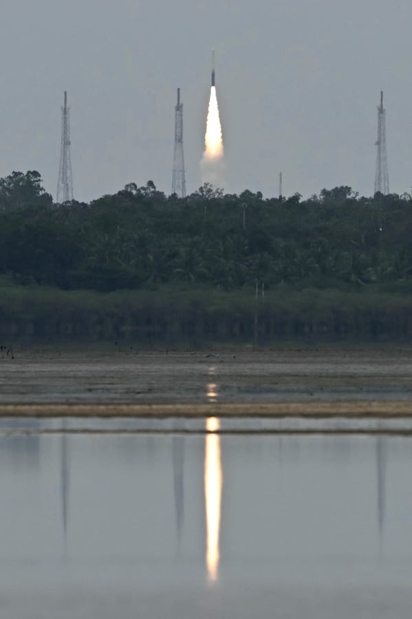 India's Skyroot Aerospace orbital rocket Vikram-1 blasts off from Satish Dhawan Space Centre in Sriharikota, Andhra Pradesh, on July 18, 2026