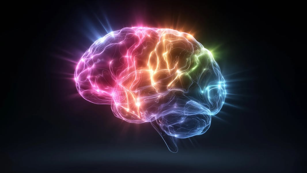 Illustration of neural brain network connectivity and vitamin C effect on gray matter in older adults