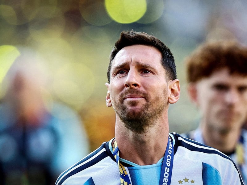 Lionel Messi in his Argentina jersey celebrating during the 2026 FIFA World Cup