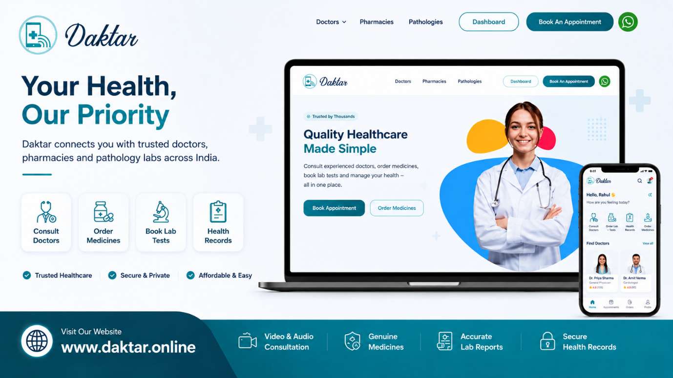 Daktar.online Launches Digital Healthcare Revolution: Uniting Doctors, Pathology Labs, and Pharmacies to Transform Healthcare Access Across India