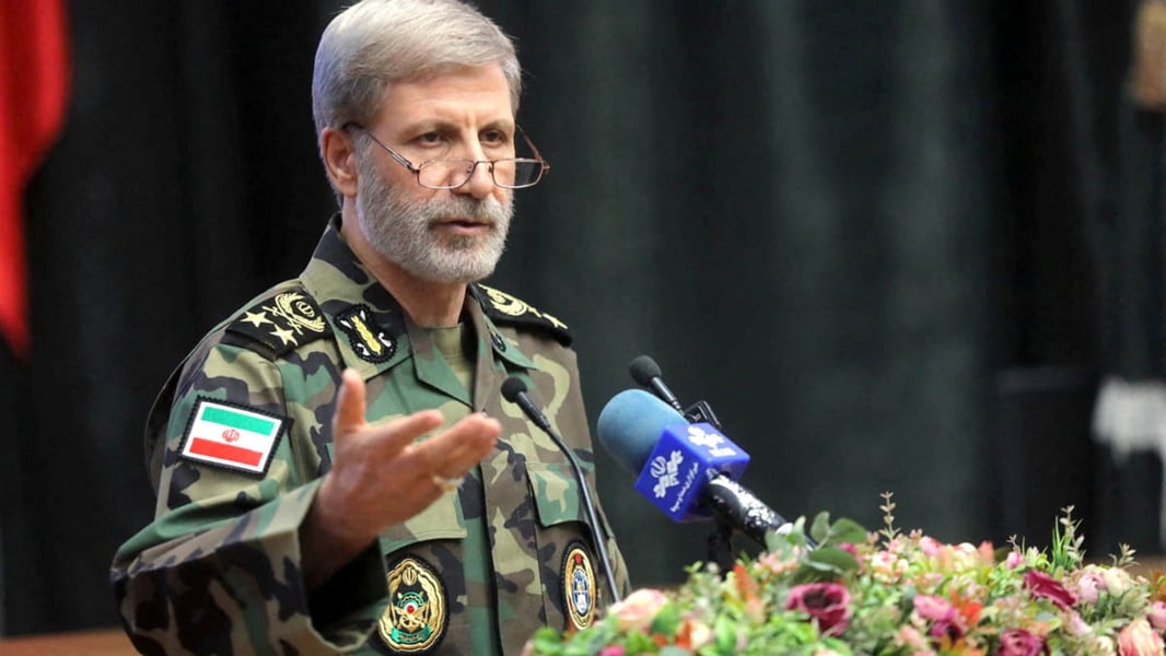 Amir Hatami, commander in chief of the Iranian Army, speaking during a meeting with military academy students in Tehran