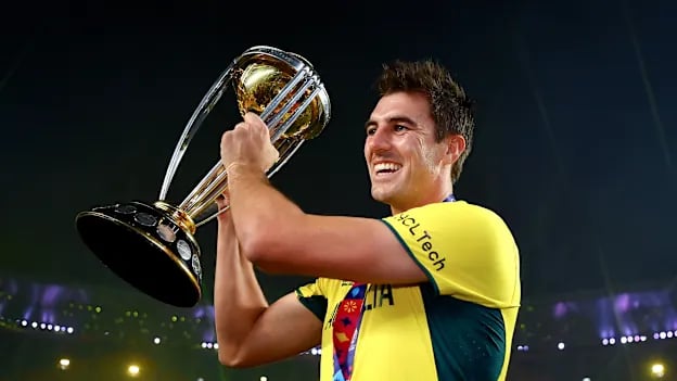 Cricket action at the ICC Men's Cricket World Cup 2023 Final between Australia and India in Ahmedabad