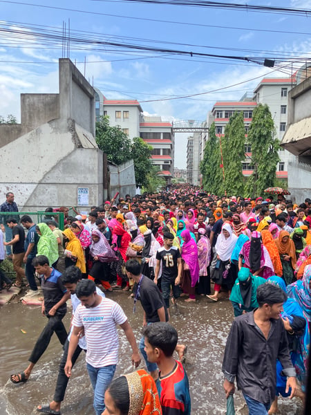 Women garment workers exiting a ready-made garment factory in Bangladesh the world's second-largest apparel exporter
