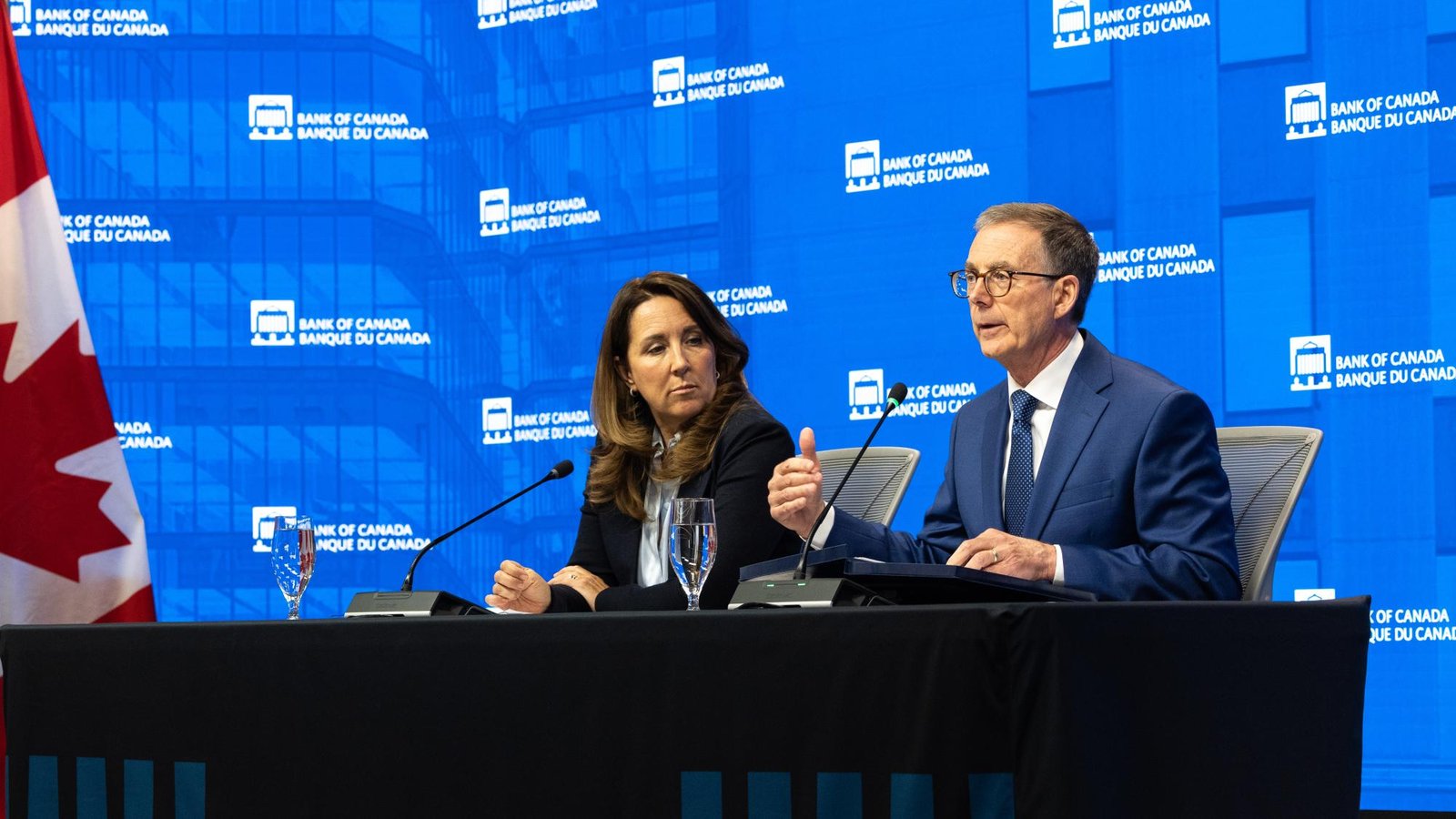 Bank of Canada Governor Tiff Macklem and Senior Deputy Governor Carolyn Rogers at the July 2026 Monetary Policy Report press conference in Ottawa