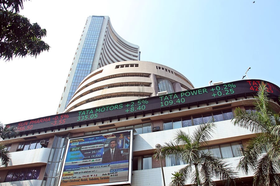 The Bombay Stock Exchange building on Dalal Street in Mumbai, where Bharat Electronics trades under scrip code 500049