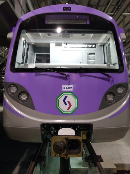 A Kolkata Metro Line 2 rake built by BEML, part of the rail and metro business that sits alongside its defence division