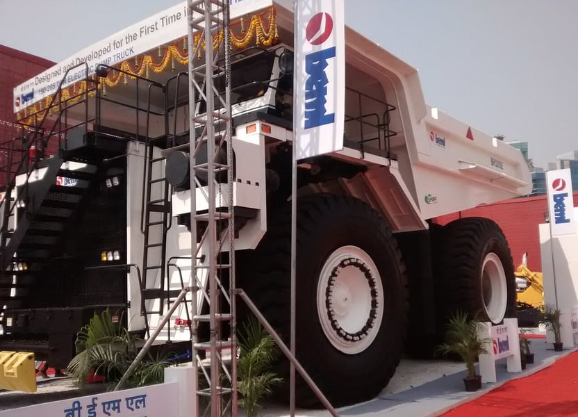 A BEML BH205E-AC 205 tonne mining haul truck, the kind of equipment that accounts for the larger share of BEML revenue outside defence