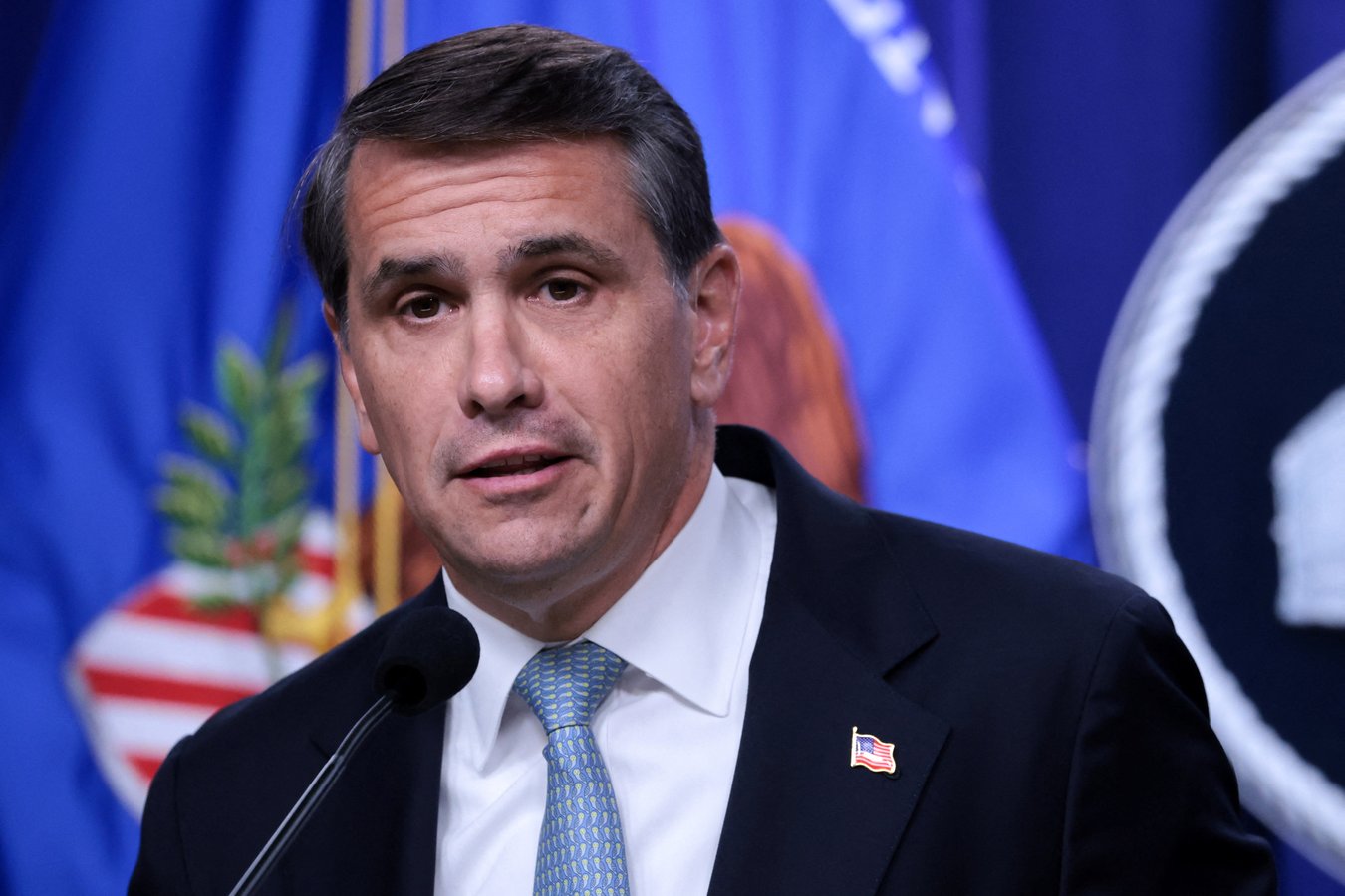 US Attorney General Todd Blanche at a Justice Department press conference on cartel enforcement in Washington