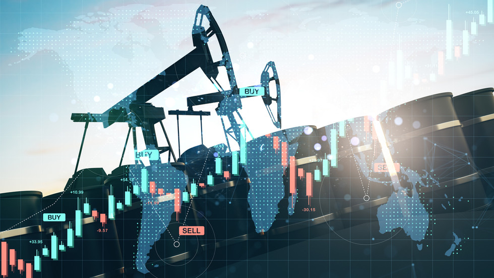 Oil tankers and crude oil market chart as Brent crude surges on Middle East tensions and Strait of Hormuz disruption in 2026
