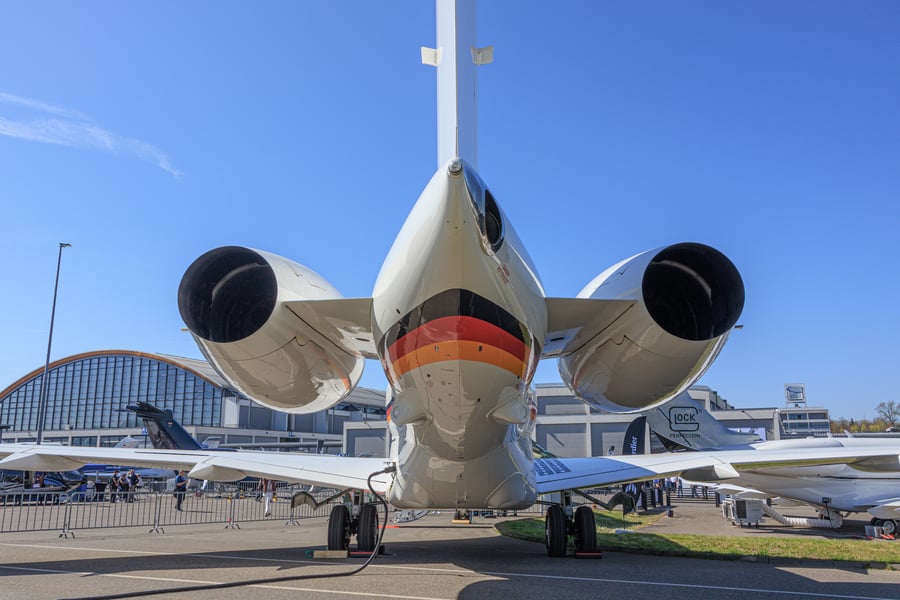 German Air Force Bombardier Global 5000 aircraft at AERO Friedrichshafen aviation exhibition 2025
