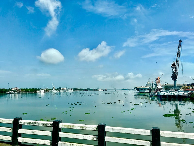 Cochin Shipyard in Kochi seen from the Venduruthy Bridge