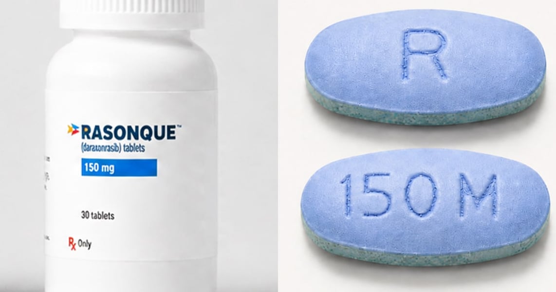 RASONQUE daraxonrasib drug packaging FDA approval pancreatic cancer Revolution Medicines