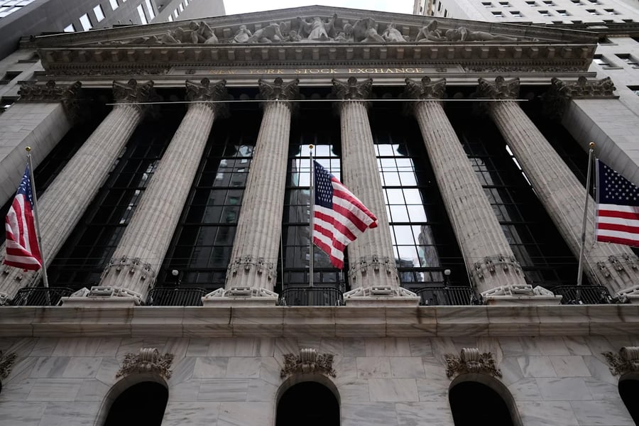 NYSE trading floor showing Dow Jones Industrial Average activity on August 31 2026 as the index fell 374 points