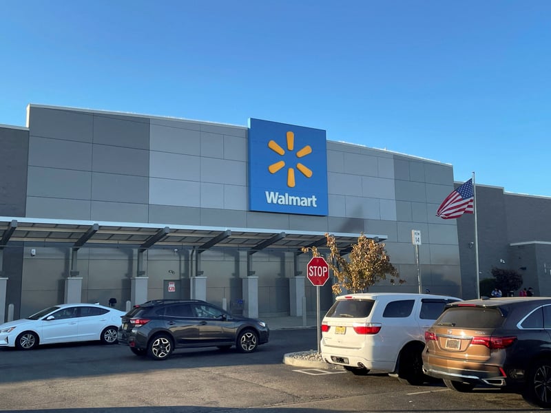 Dow Jones today: a Walmart storefront after the retailer posted its slowest US same-store sales growth in six years