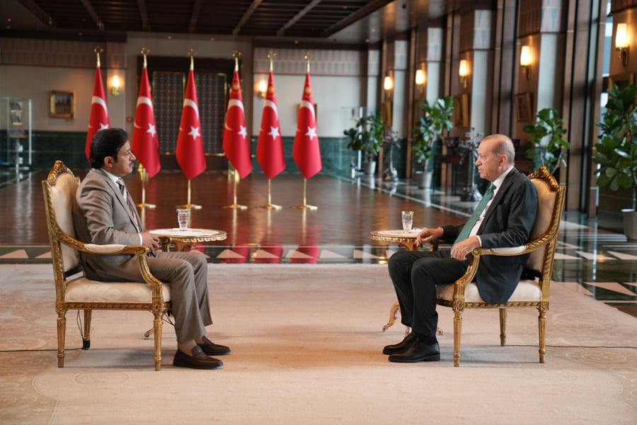 Turkish President Recep Tayyip Erdogan in an exclusive interview with Al Jazeera discussing the Mecca Pact and Egypt's potential membership, August 15, 2026