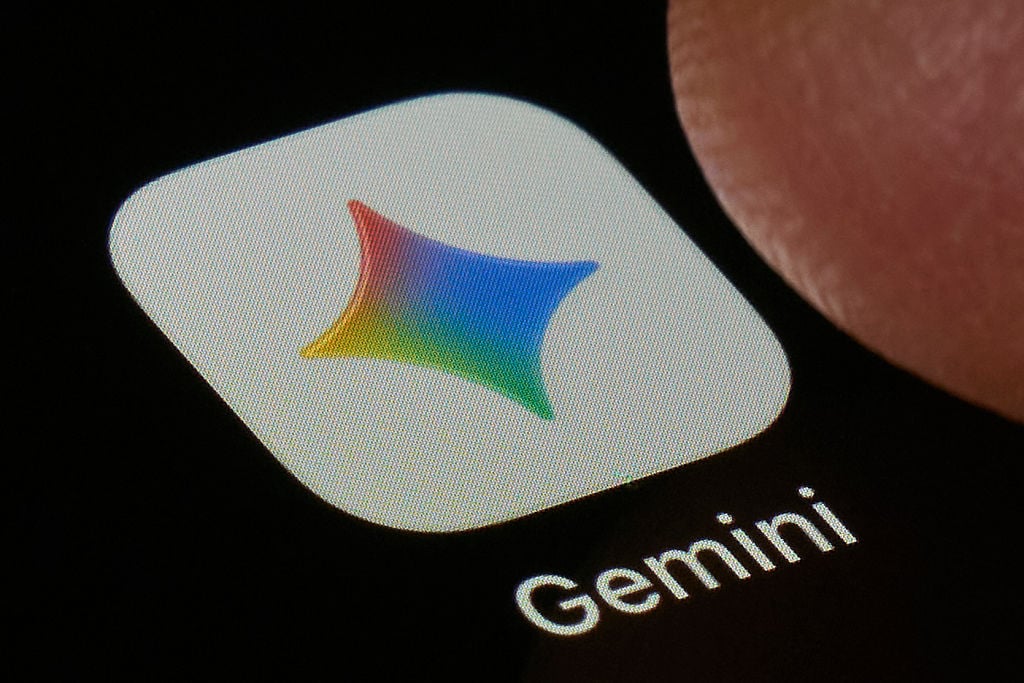 Close-up of the Google Gemini AI app icon on a smartphone screen