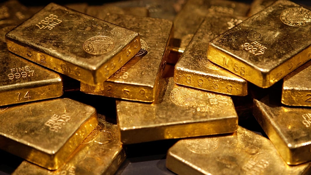 Stacked gold bars, the metal that hit a 15-week high before Kevin Warsh's first Jackson Hole speech