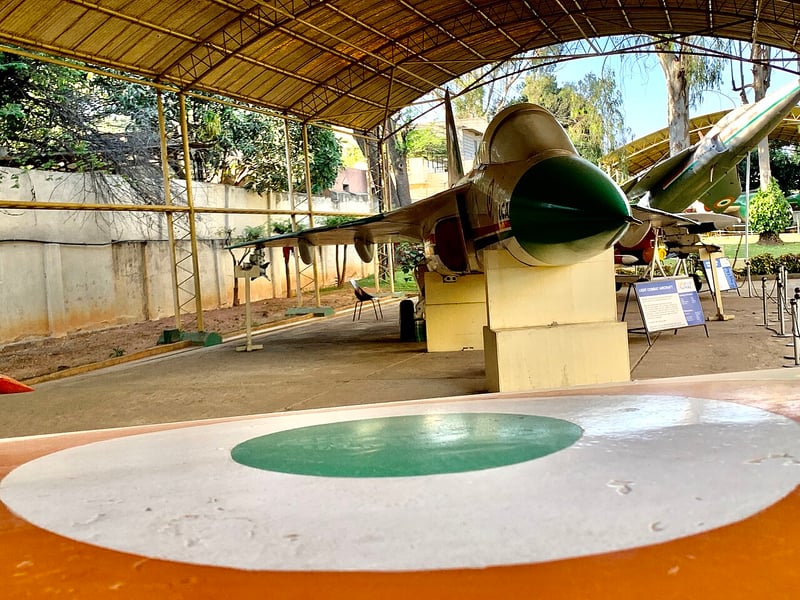 A Tejas Light Combat Aircraft Mk1 prototype on display at the HAL Heritage Centre and Aerospace Museum in Bengaluru