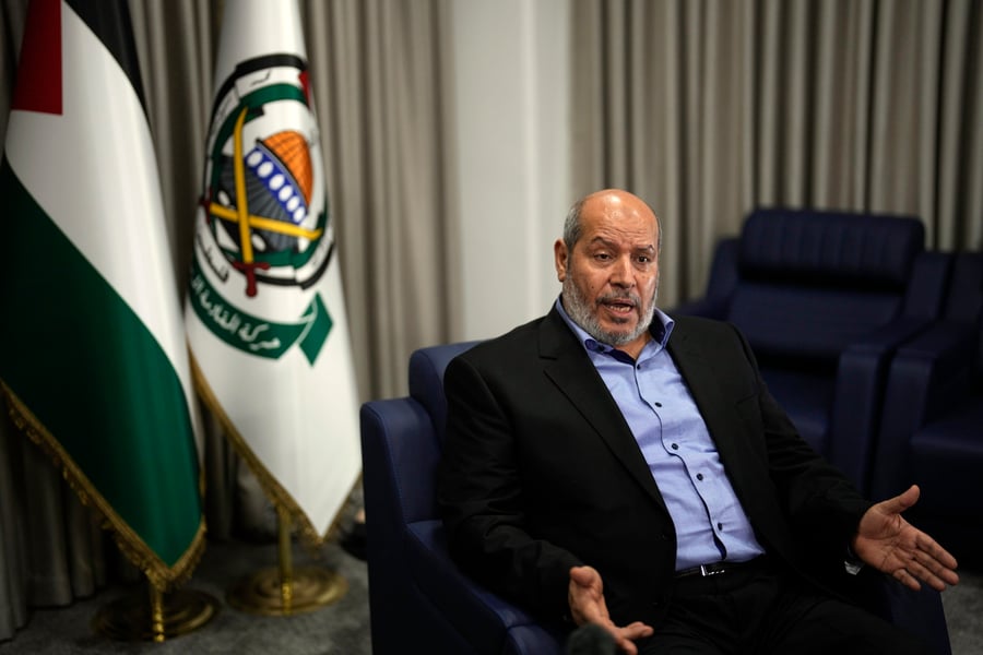 Hamas chief negotiator Khalil al-Hayya during an April 2024 interview in Istanbul