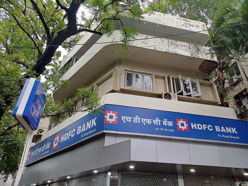 An HDFC Bank branch on Fergusson College Road in Pune, part of the retail network that funds India's largest private-sector lender