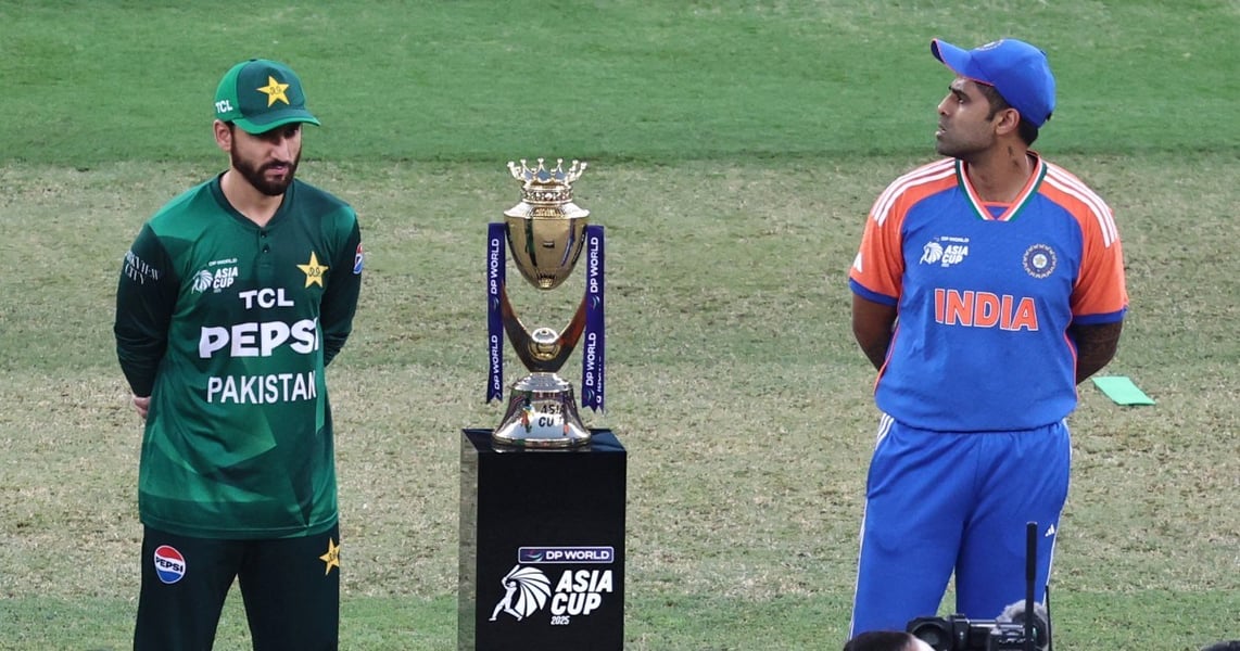 India and Pakistan players during the Asia Cup 2025 T20 final at the Dubai International Cricket Stadium on September 28, 2025