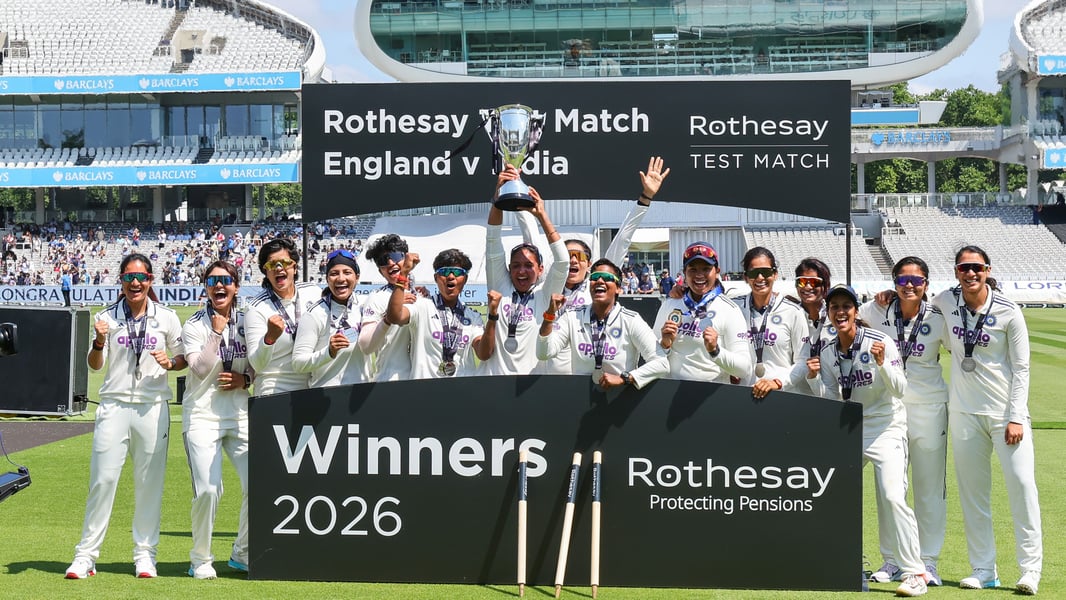 India Women's cricket team celebrates their historic Test win at Lord's in July 2026