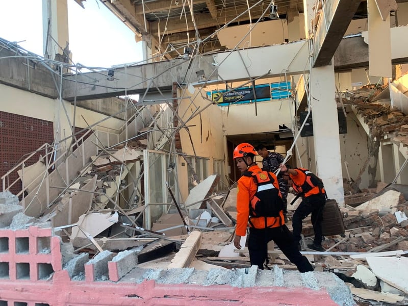 Aftermath of the magnitude 7.7 earthquake that struck Flores island, East Nusa Tenggara, Indonesia, on August 15, 2026