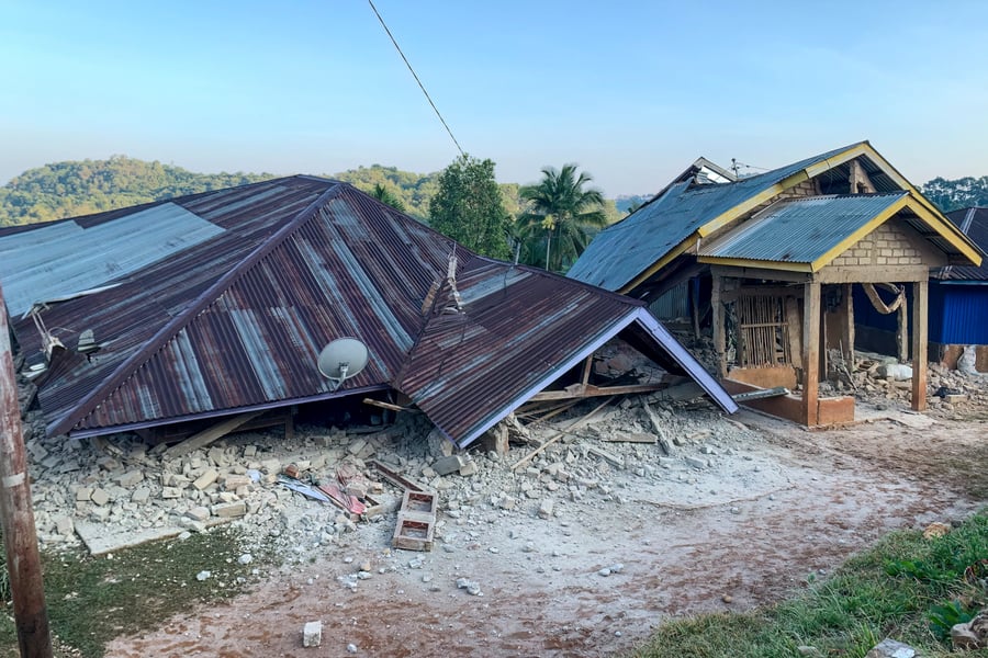 Rescue workers and displaced villagers after the magnitude 7.7 earthquake struck Flores, East Nusa Tenggara, Indonesia on August 15, 2026