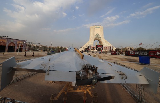 Iranian-made drone displayed at Azadi Square in Tehran amid Iran war