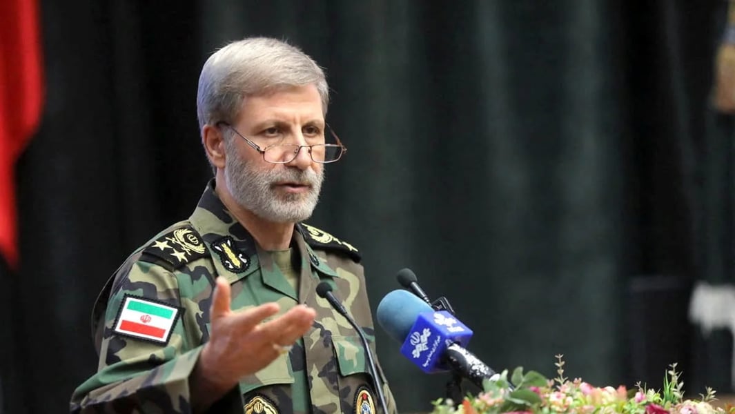 Iran Army Commander Major General Amir Hatami speaking at National Army Day ceremony announcing bounty on US troops