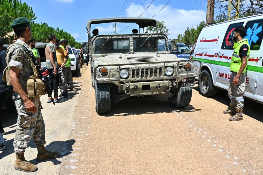 Lebanese army forces deploy near southern Lebanon village of Zawtar al-Gharbiya as Israeli military operations continued