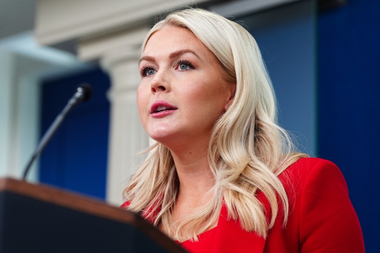 White House Press Secretary Karoline Leavitt at the briefing room podium