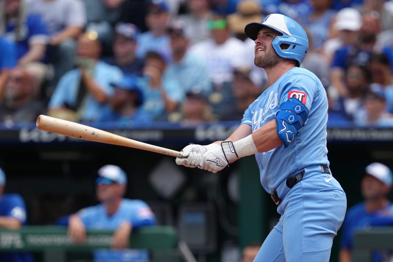 Lane Thomas batting for the Kansas City Royals before his trade to the Atlanta Braves at the 2026 MLB trade deadline