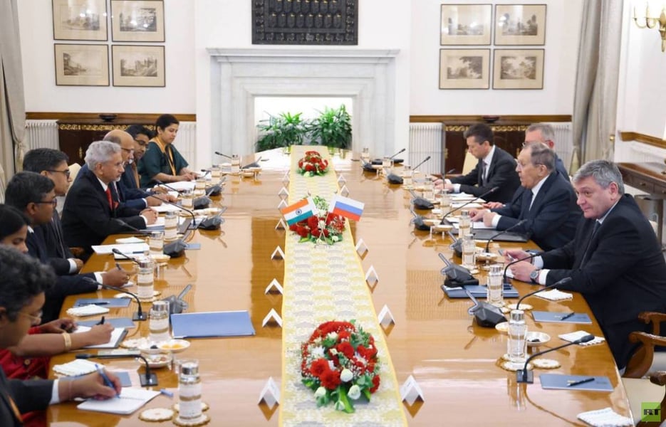 Russian Foreign Minister Sergey Lavrov holding talks with Indian counterpart S Jaishankar in New Delhi