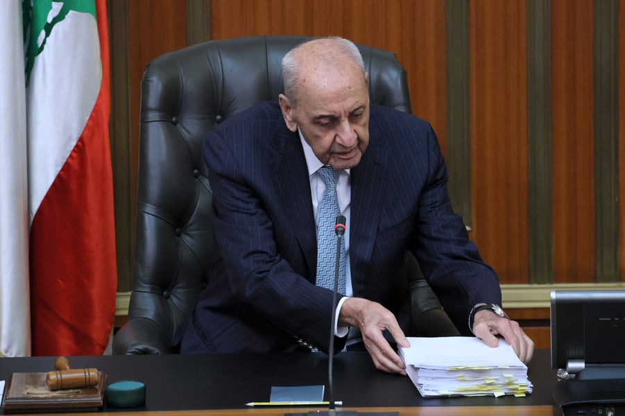 Lebanese Parliament Speaker Nabih Berri at session on death penalty reinstatement August 2026