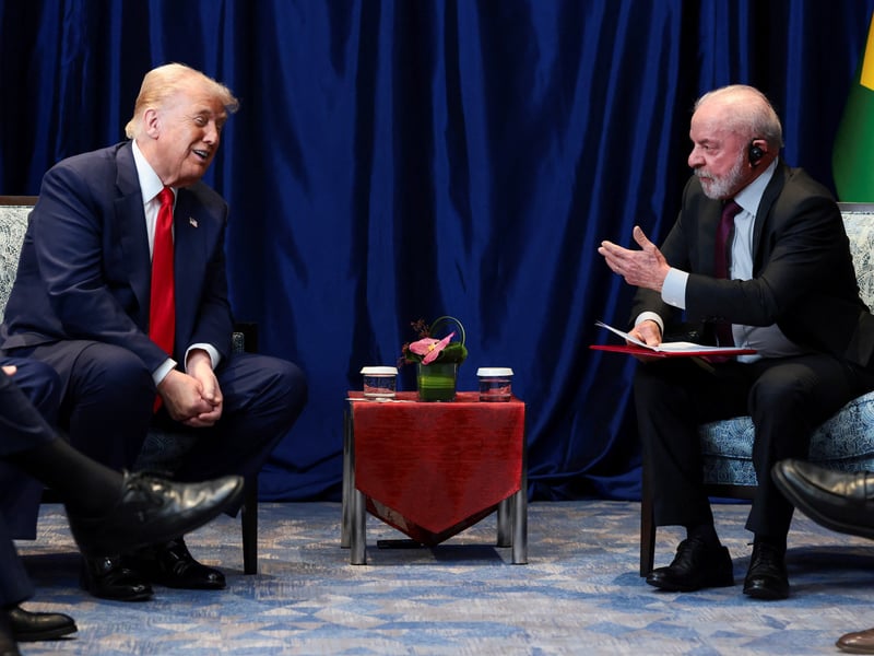 Brazilian President Luiz Inacio Lula da Silva and US President Donald Trump meeting at the ASEAN summit