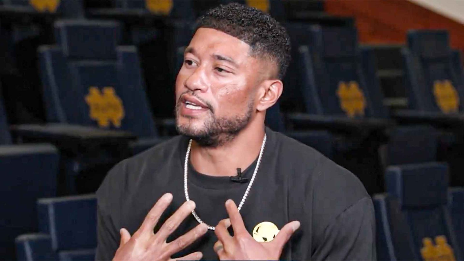Marcus Freeman speaks at press conference during Notre Dame 2026 training camp