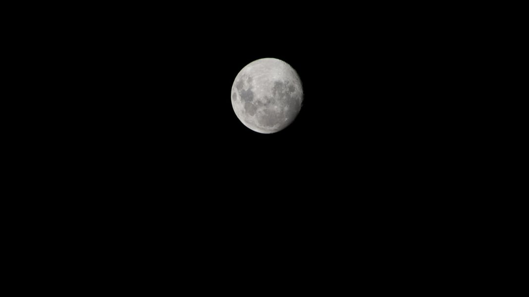 A waxing gibbous moon photographed from the International Space Station above the southern Atlantic Ocean