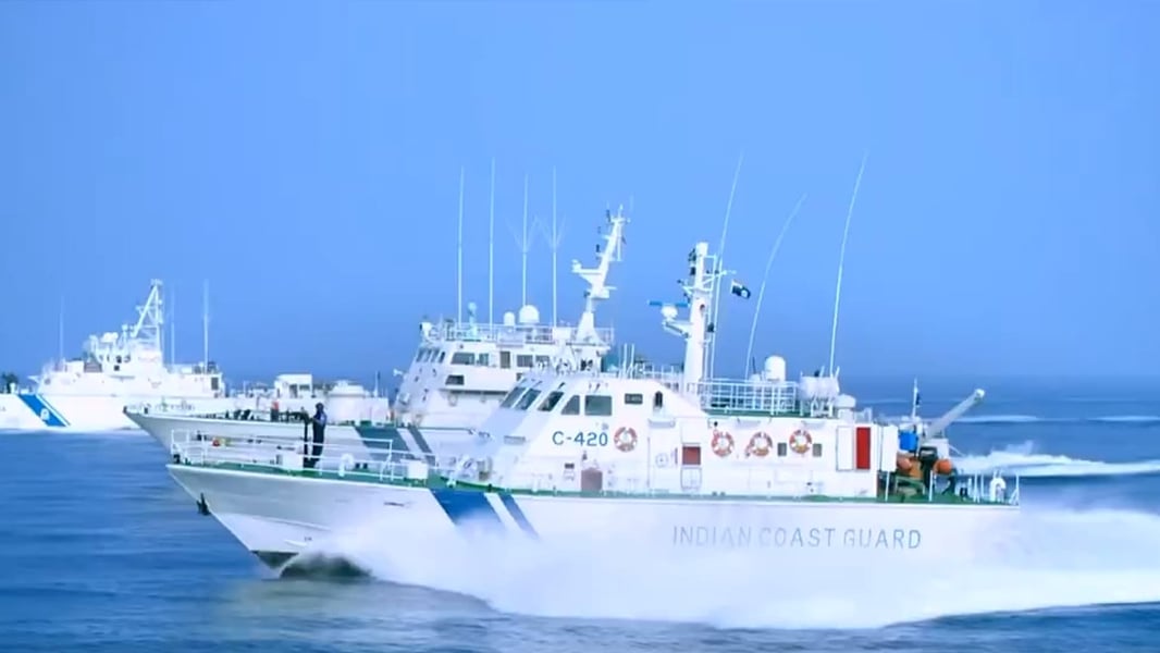 Indian Coast Guard vessel searching for MV Ocean Winner crew in Bay of Bengal