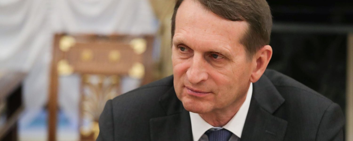 Russian Foreign Intelligence Service SVR Director Sergey Naryshkin at the Kremlin Security Council meeting whom CIA Director Ratcliffe visited secretly in Moscow