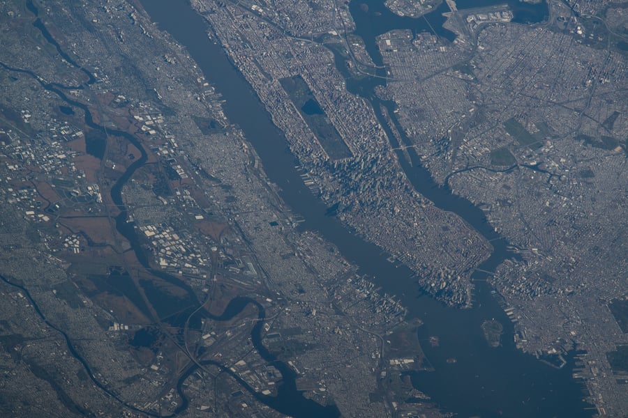 New York City aerial view from ISS for NASDAQ composite index update