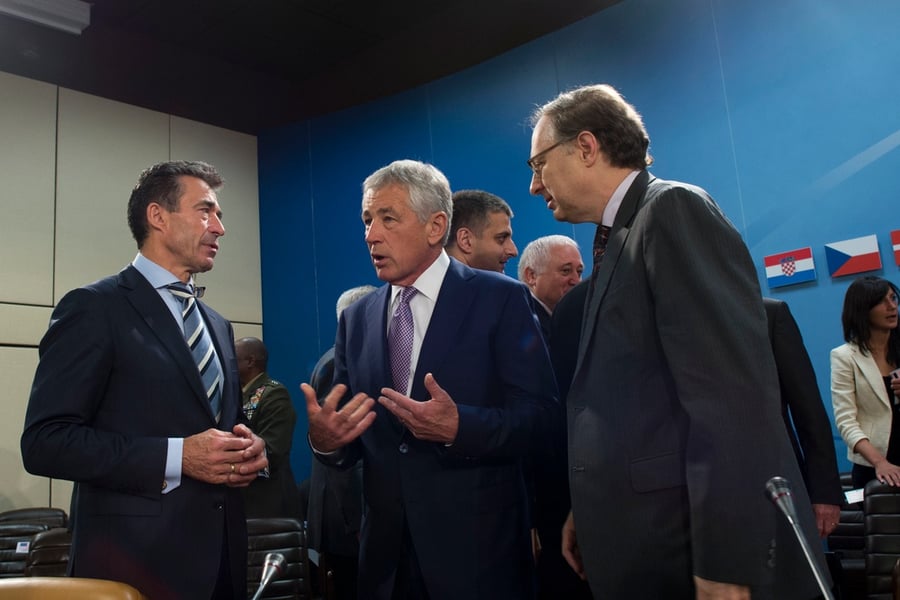 NATO member delegates at ministerial meeting in Brussels Belgium