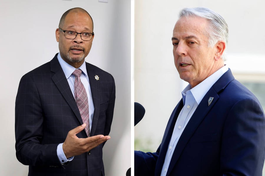 Nevada Governor Joe Lombardo and Attorney General Aaron Ford whose feud over fake electors legislation and prosecution defined the 2026 case