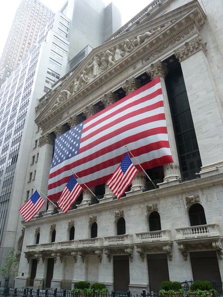 New York Stock Exchange building on Wall Street New York City