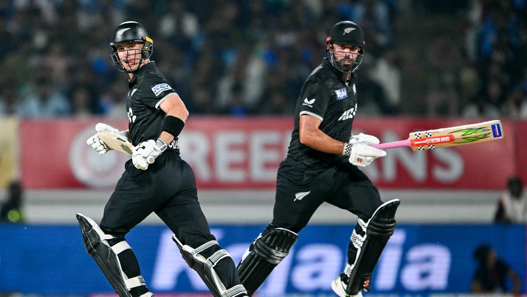 New Zealand players celebrate after the 41-run win over India in the third ODI at Holkar Stadium in Indore that sealed a 2-1 series victory