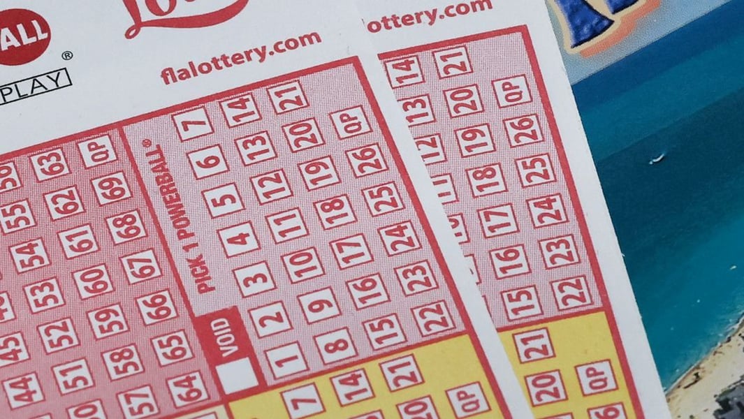 Powerball lottery tickets on display as jackpot reaches $1.04 billion won by single ticket in Quincy Illinois