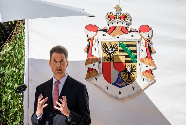 Hereditary Prince Alois of Liechtenstein speaking during national day celebrations announcing succession rule changes