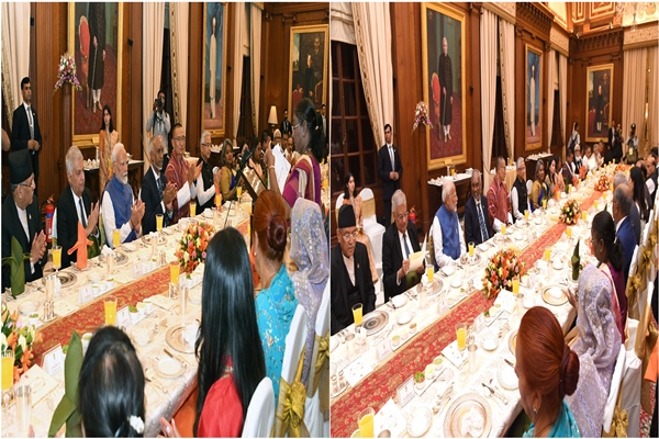 Rashtrapati Bhavan hosts a banquet for leaders of neighbouring countries in New Delhi in June 2024