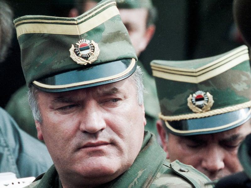 Ratko Mladic in the courtroom at the International Criminal Tribunal for the former Yugoslavia in The Hague
