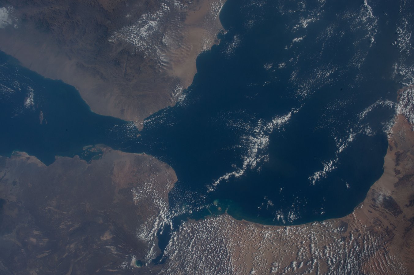 Red Sea and Arabian Peninsula from International Space Station, near Saudi Arabia and Yemen